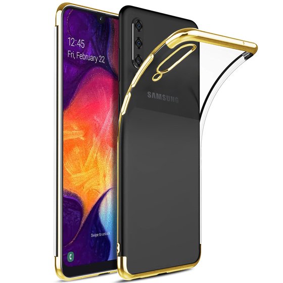 Microsonic Samsung Galaxy A50 Kılıf Skyfall Transparent Clear Gold