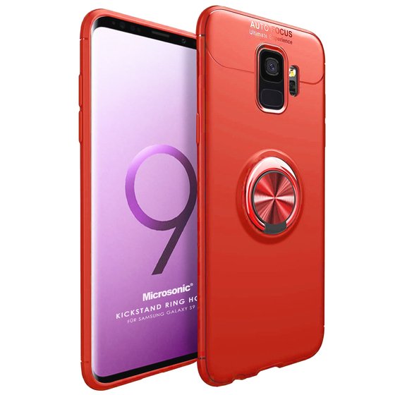 Microsonic Samsung Galaxy S9 Kılıf Kickstand Ring Holder Kırmızı