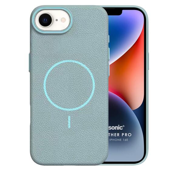 Microsonic Apple iPhone 16e Kılıf MagLeather Pro Mavi