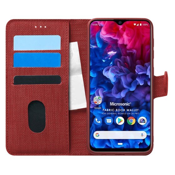 Microsonic General Mobile GM 20 Pro Kılıf Fabric Book Wallet Kırmızı