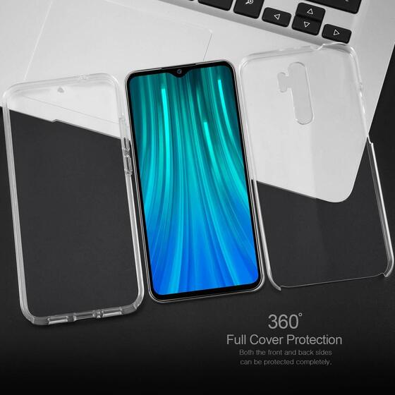 Microsonic Xiaomi Redmi Note 8 Pro Kılıf 6 tarafı tam full koruma 360 Clear Soft Şeffaf