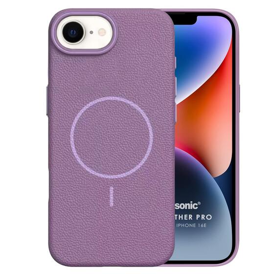 Microsonic Apple iPhone 16e Kılıf MagLeather Pro Lila