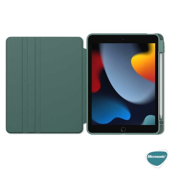 Microsonic Apple iPad 10.2'' 9. Nesil Kılıf (A2602-A2604-A2603-A2605) Regal Folio Koyu Yeşil