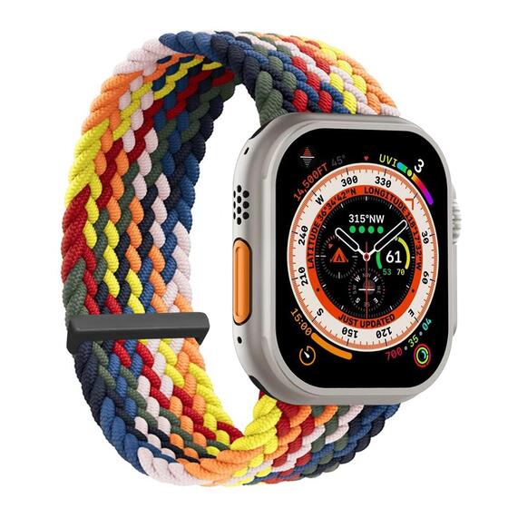 Microsonic Apple Watch Series 10 42mm Kordon, (Large Size, 160mm) Knitted Fabric Single Loop Multi Color