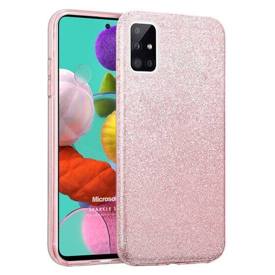 Microsonic Samsung Galaxy A71 Kılıf Sparkle Shiny Rose Gold