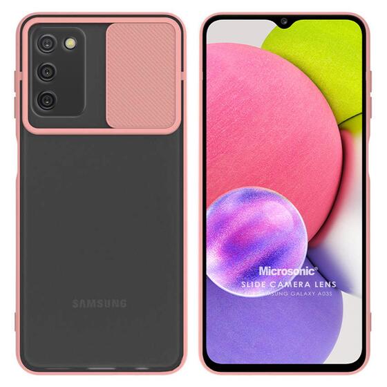 Microsonic Samsung Galaxy A03s Kılıf Slide Camera Lens Protection Pembe