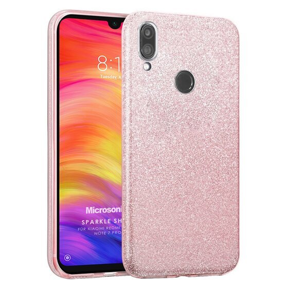 Microsonic Xiaomi Redmi Note 7 Pro Kılıf Sparkle Shiny Rose Gold