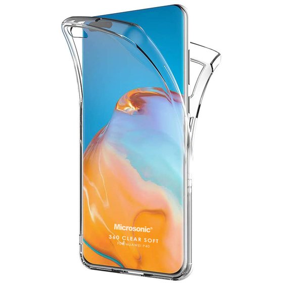 Microsonic Huawei P40 Kılıf 6 tarafı tam full koruma 360 Clear Soft Şeffaf