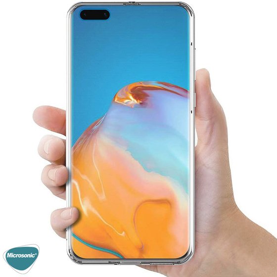 Microsonic Huawei P40 Kılıf 6 tarafı tam full koruma 360 Clear Soft Şeffaf