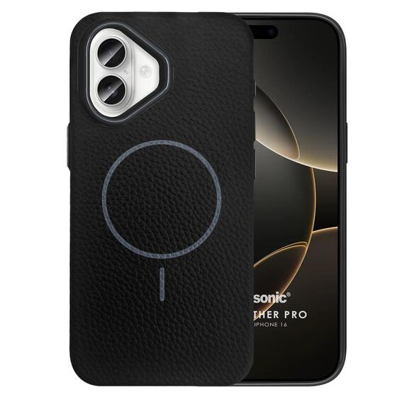Microsonic Apple iPhone 16 Kılıf MagLeather Pro Siyah