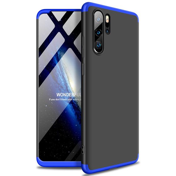 Microsonic Huawei P30 Pro Kılıf Double Dip 360 Protective Siyah Mavi