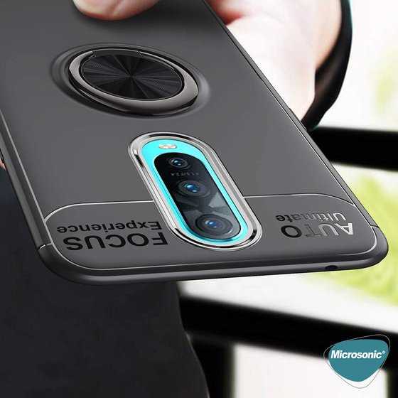 Microsonic Oppo RX17 Pro Kılıf Kickstand Ring Holder Lacivert