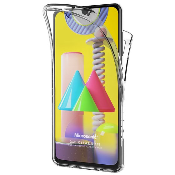 Microsonic Samsung Galaxy M31 Kılıf 6 tarafı tam full koruma 360 Clear Soft Şeffaf