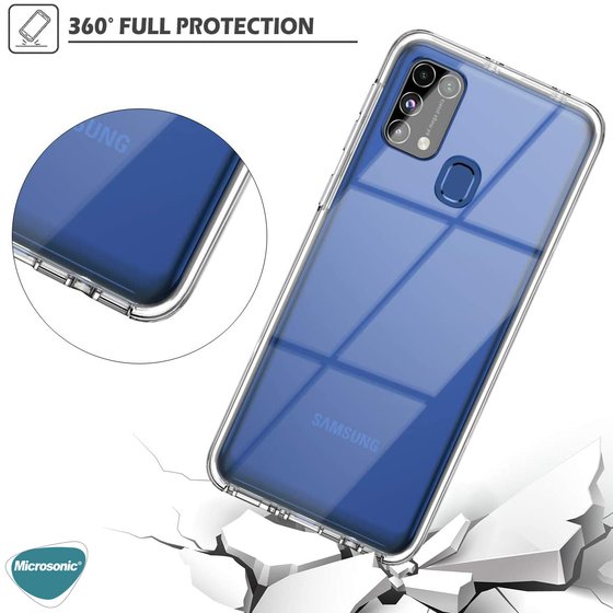 Microsonic Samsung Galaxy M31 Kılıf 6 tarafı tam full koruma 360 Clear Soft Şeffaf