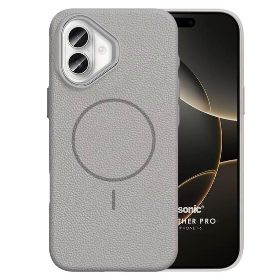 Microsonic Apple iPhone 16 Kılıf MagLeather Pro Gri