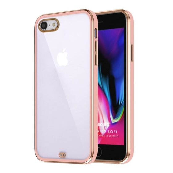 Microsonic Apple iPhone SE 2020 Kılıf Laser Plated Soft Pembe