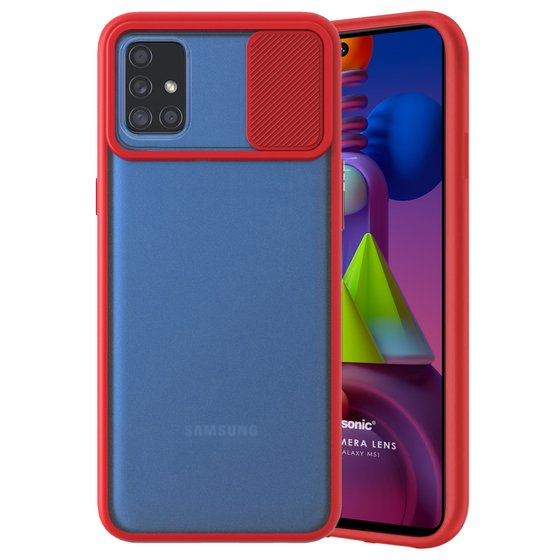 Microsonic Samsung Galaxy M51 Kılıf Slide Camera Lens Protection Kırmızı