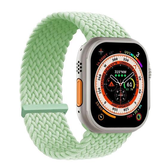 Microsonic Apple Watch Series 10 42mm Kordon, (Large Size, 160mm) Knitted Fabric Single Loop Açık Yeşil