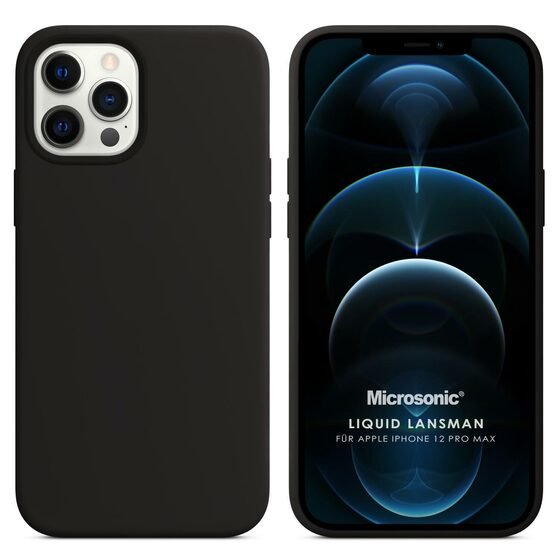 Microsonic Apple iPhone 12 Pro Max Kılıf Liquid Lansman Silikon Siyah