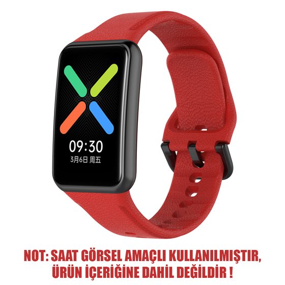 Microsonic Oppo Watch Free Kordon, Silicone Sport Band Kırmızı