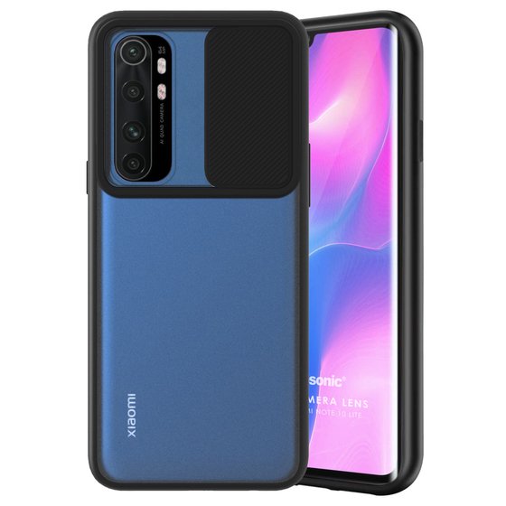 Microsonic Xiaomi Mi Note 10 Lite Kılıf Slide Camera Lens Protection Siyah