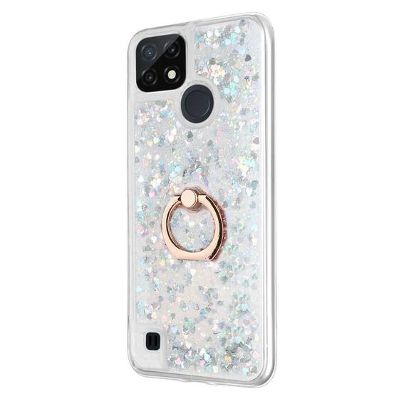 Microsonic Realme C21 Kılıf Glitter Liquid Holder Gümüş