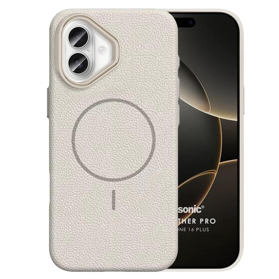 Microsonic Apple iPhone 16 Plus Kılıf MagLeather Pro Bej
