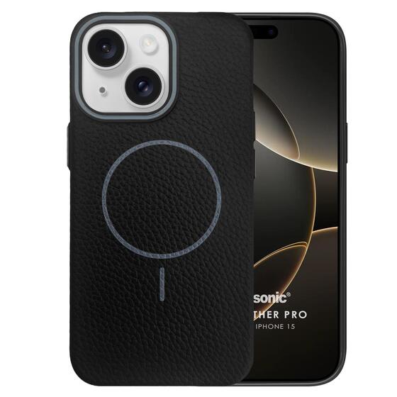 Microsonic Apple iPhone 15 Kılıf MagLeather Pro Siyah