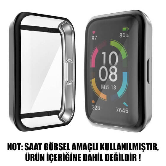 Microsonic Huawei Band 7 Kılıf 360 Full Round Soft Silicone Gümüş