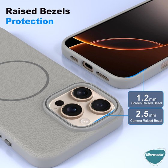 Microsonic Apple iPhone 15 Kılıf MagLeather Pro Bej