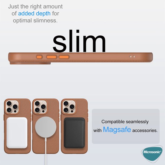Microsonic Apple iPhone 15 Kılıf MagLeather Pro Bej