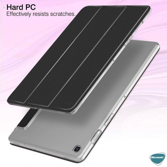 Microsonic Samsung Galaxy Tab A7 T500 Kılıf Slim Translucent Back Smart Cover Lacivert