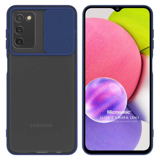 Microsonic Samsung Galaxy A03s Kılıf Slide Camera Lens Protection Lacivert