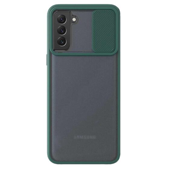 Microsonic Samsung Galaxy S22 Plus Kılıf Slide Camera Lens Protection Koyu Yeşil