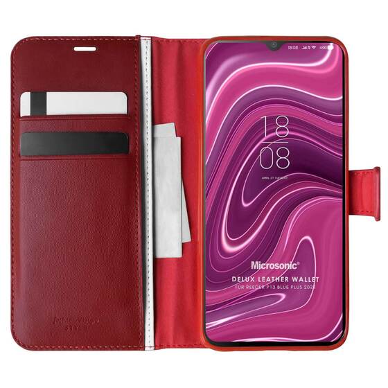 Microsonic Reeder P13 Blue Plus 2022 Kılıf Delux Leather Wallet Kırmızı