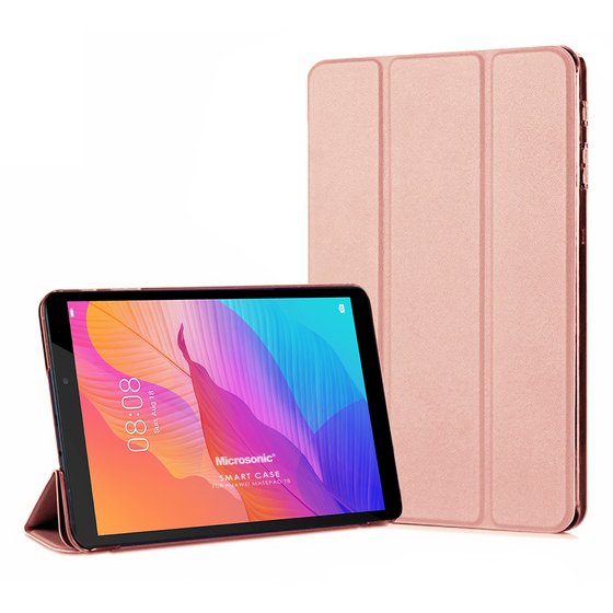 Microsonic Huawei MatePad T8 8'' Kılıf Slim Translucent Back Smart Cover Rose Gold