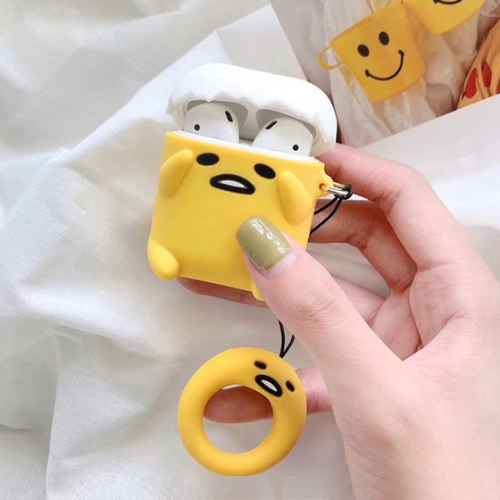 Microsonic AirPods 1. Nesil / 2. Nesil Kılıf Cartoon Figürlü Silikon Lazy Egg Gudetama