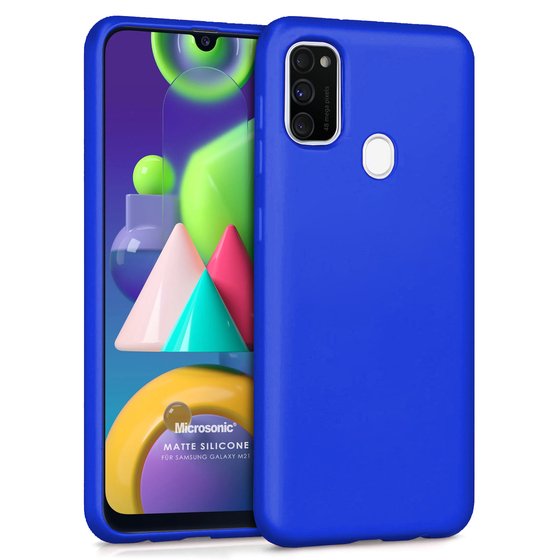 Microsonic Matte Silicone Samsung Galaxy M21 Kılıf Mavi