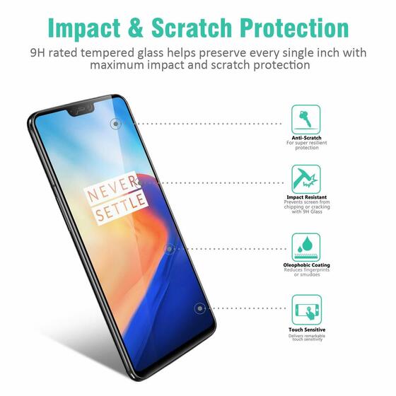 Microsonic OnePlus 6 Tam Kaplayan Temperli Cam Ekran koruyucu Siyah