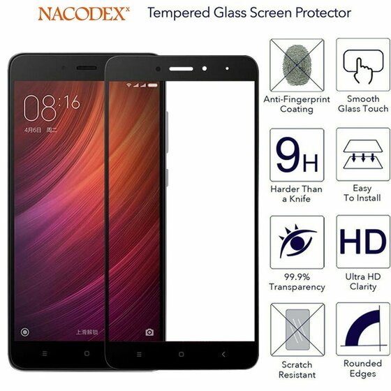Microsonic Xiaomi Redmi Note 4 Tam Kaplayan Temperli Cam Ekran koruyucu Kırılmaz Film Siyah