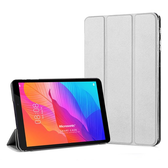 Microsonic Huawei MatePad T8 8'' Kılıf Slim Translucent Back Smart Cover Gümüş