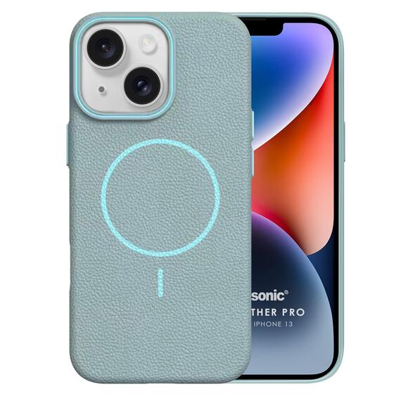 Microsonic Apple iPhone 13 Kılıf MagLeather Pro Mavi
