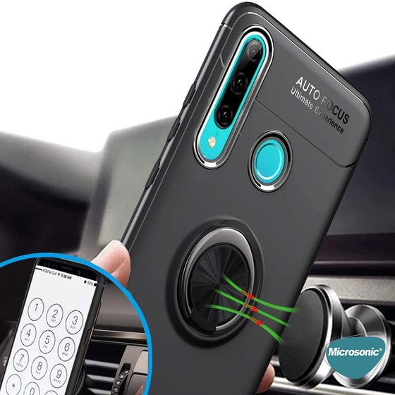 Microsonic Huawei P30 Lite Kılıf Kickstand Ring Holder Lacivert