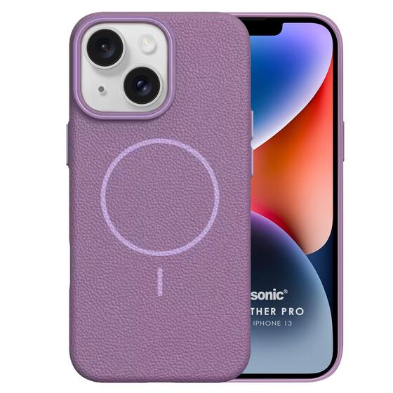 Microsonic Apple iPhone 13 Kılıf MagLeather Pro Lila