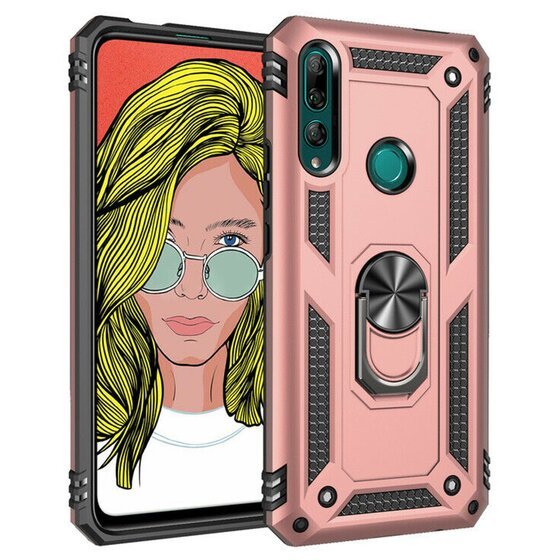 Microsonic Huawei Y9 Prime 2019 Kılıf Military Ring Holder Rose Gold