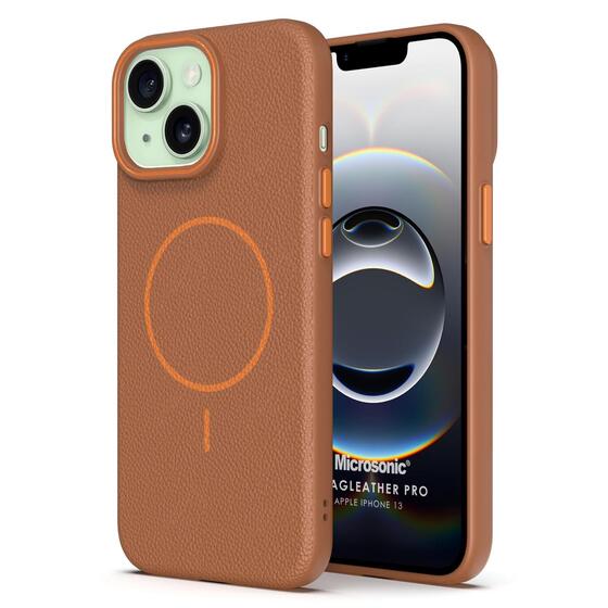 Microsonic Apple iPhone 13 Kılıf MagLeather Pro Kahverengi