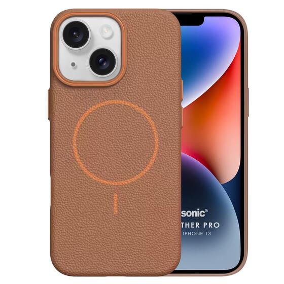 Microsonic Apple iPhone 13 Kılıf MagLeather Pro Kahverengi
