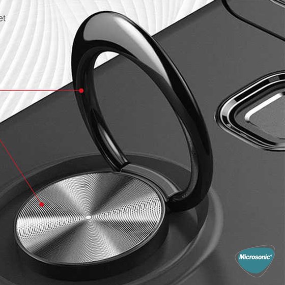 Microsonic Huawei P10 Lite Kılıf Kickstand Ring Holder Siyah