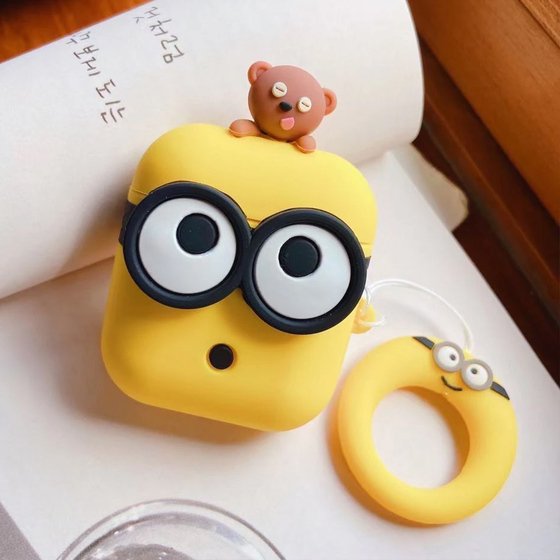 Microsonic AirPods 1. Nesil / 2. Nesil Kılıf Cartoon Figürlü Silikon Minion Tim