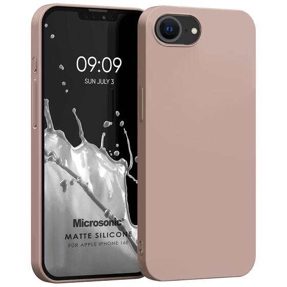 Microsonic Matte Silicone Apple iPhone 16e Kılıf Rose Gold